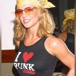 Britney Spears Inspired I ❤️ Punk Y2K Homemade Tank A